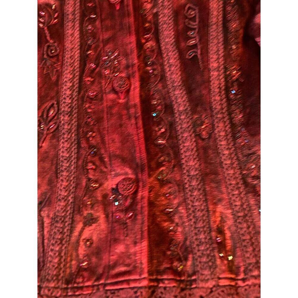 Vintage Flashback Jacket embroidery beads lace mid-weight unlined women's Large - Picture 7 of 12